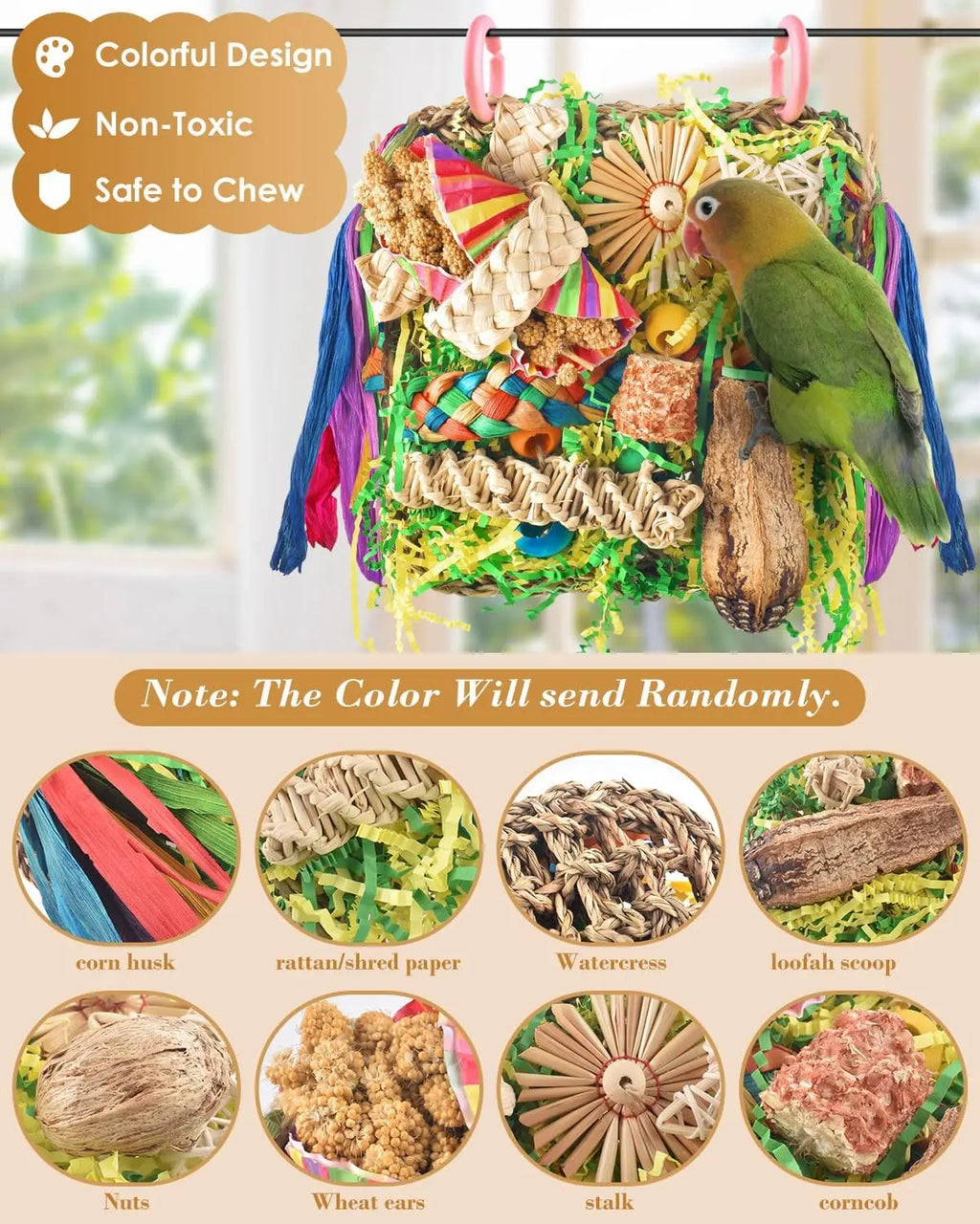 Bird Toy, Foraging Swing, Hanging Cage, Climbing Wall Accessory