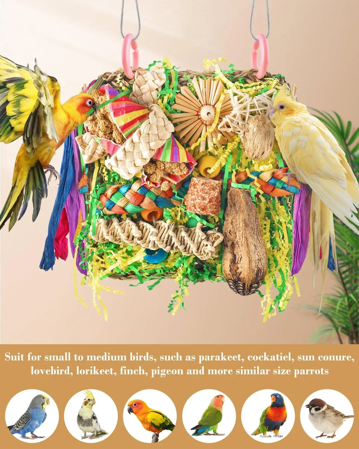 Bird Toy, Foraging Swing, Hanging Cage, Climbing Wall Accessory