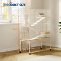 47/55 Inch Small Animal Cage with Wheels, Ramps, Platforms, Water Bottle & Food Dish