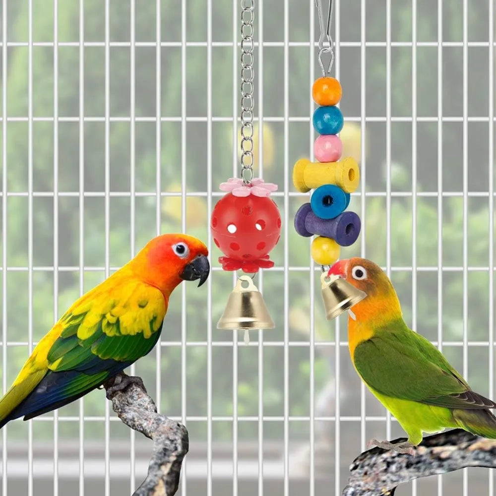 11 PCS Bird Toys for Parakeets or Budgies; Perch Swings, Cage Accessories
