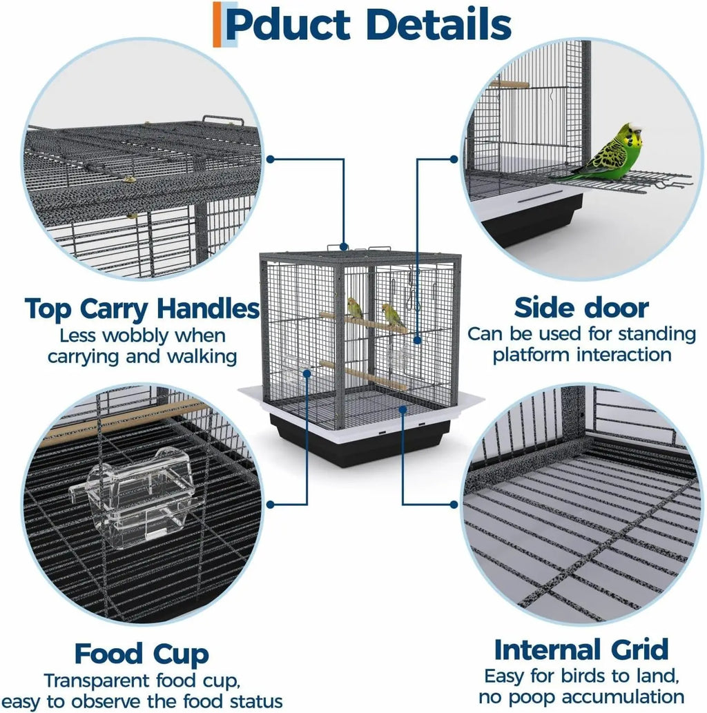 Small Portable Bird Cage Carrier with Removable Tray