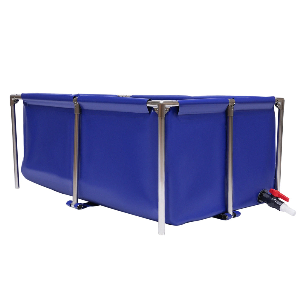 Small Canvas Blue Cuboid  Above Ground Pond Portable Koi Breeding Pond or Turtle Ornamental Pool