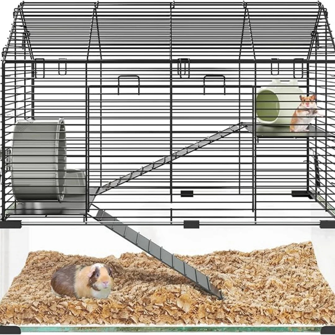 Large Metal Hamster Enclosure, + Glass Small Animal Cages for Littles