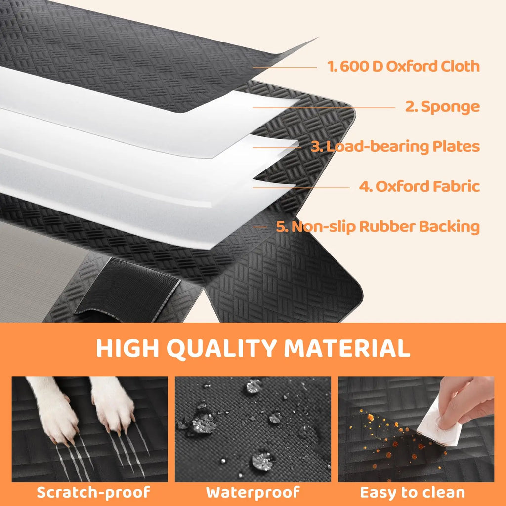 600D Heavy-Duty, Anti-Scratch, Washable Car Rear Seat Cover, Hard Bottom, Load-Bearing 400 Pounds