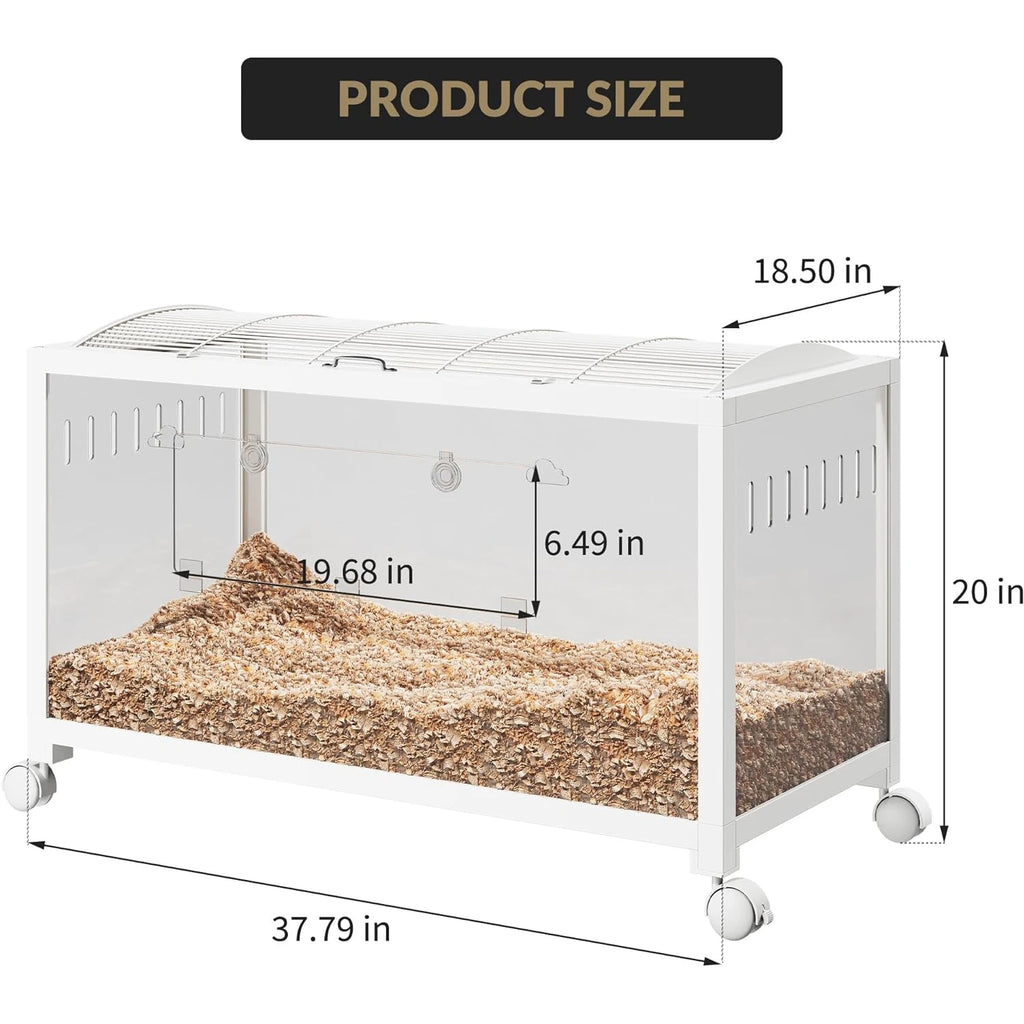 Hamster Cage with Wheels, Metal & Acrylic for Small Pets, Chew-Proof, Dual Doors, Easy Clean
