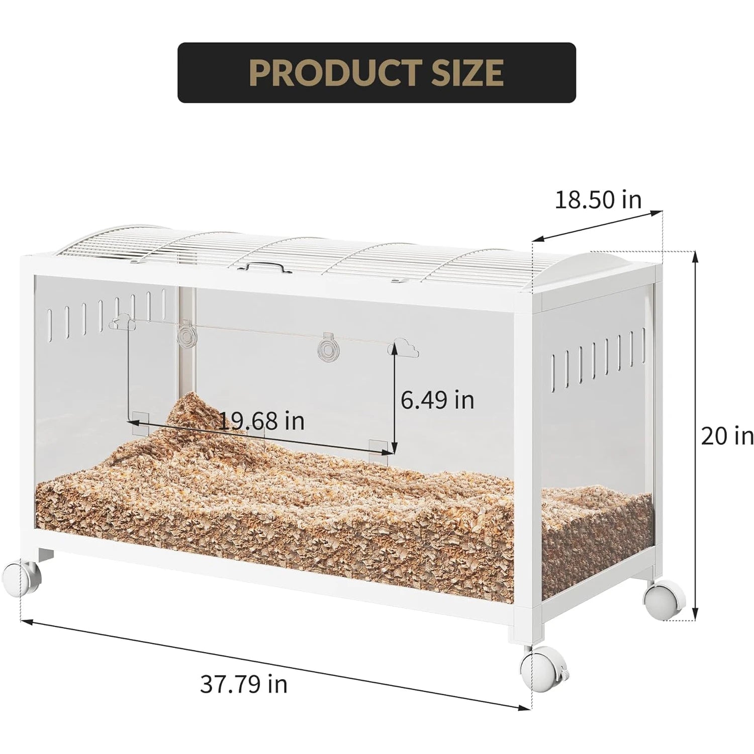 Hamster Cage with Wheels, Metal & Acrylic for Small Pets, Chew-Proof, Dual Doors, Easy Clean