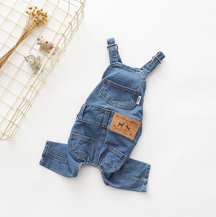 Denim Pet Dog Overalls, Spring Summer Puppy Vest/Cowboy Dog Clothes, Costume Jacket