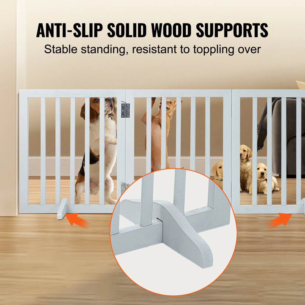 Freestanding Pet Gate, 3 Panels, Foldable Dog Gate for Narrow Passageways