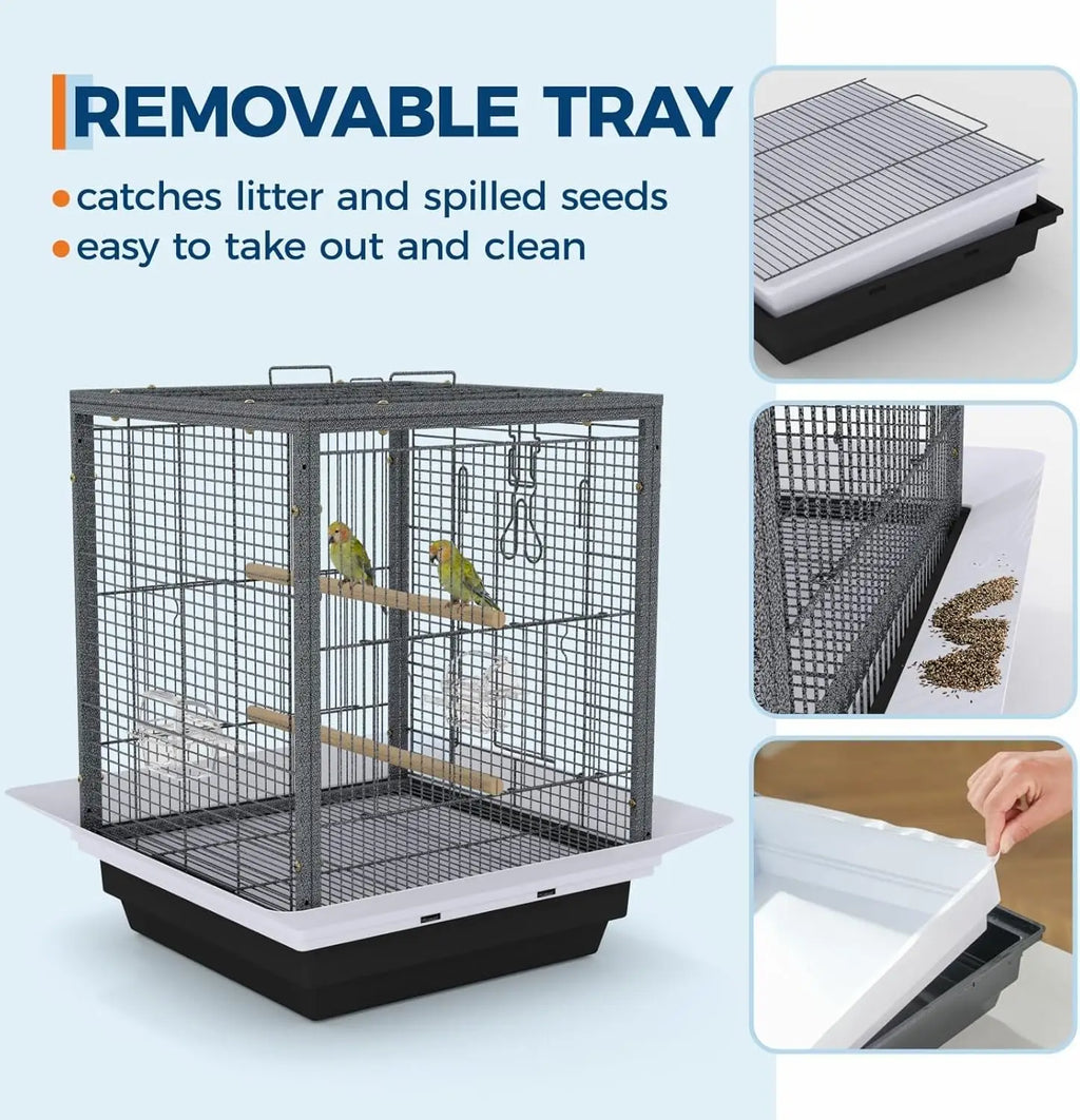 Small Portable Bird Cage Carrier with Removable Tray