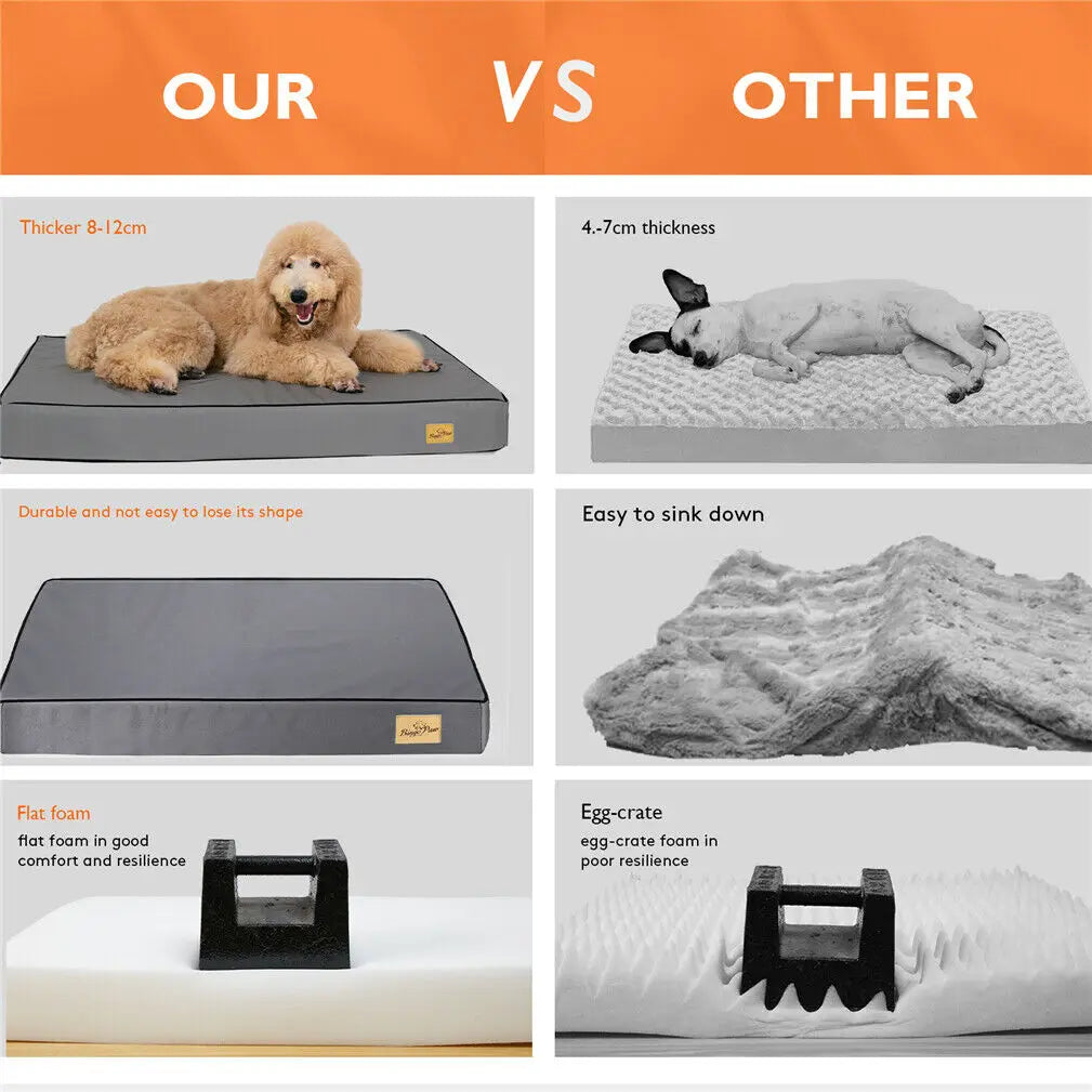 Jumbo Orthopedic Memory Foam Dog Bed, Washable, Waterproof, M, L, XL, 2XL