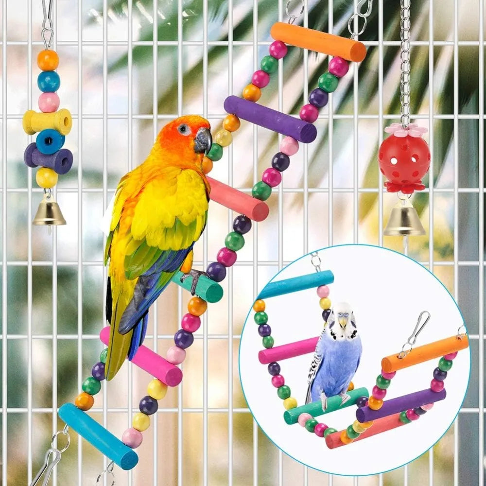 11 PCS Bird Toys for Parakeets or Budgies; Perch Swings, Cage Accessories