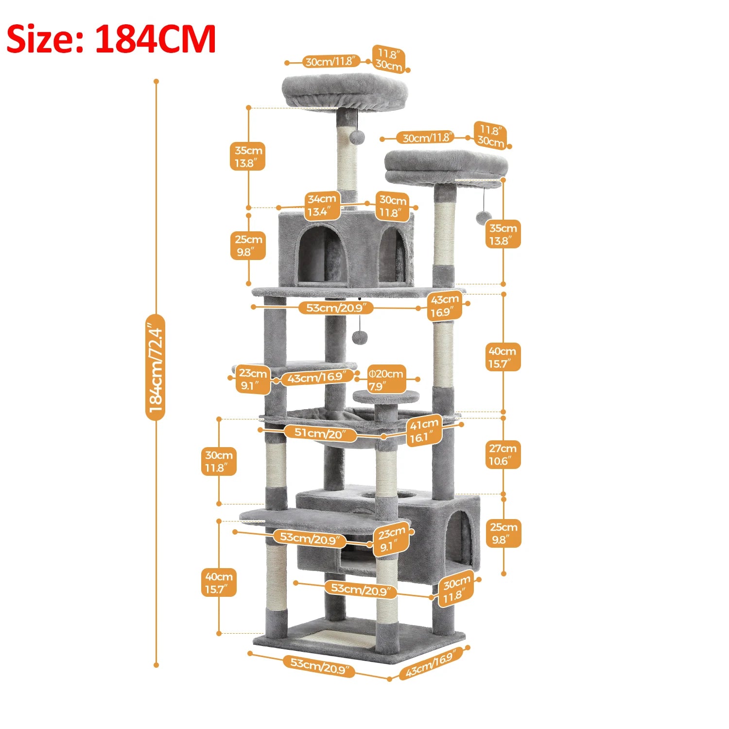 Large Cat Tree and Tower for Indoor Cats With Sisal-Covered Scratching Posts, Padded Perches and Condo