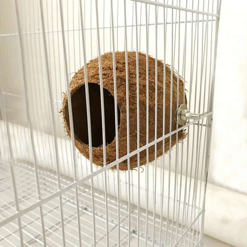 Natural Coconut Hideaway/Nest/Cage/Hanging Toy for Birds, Reptile or Hamsters