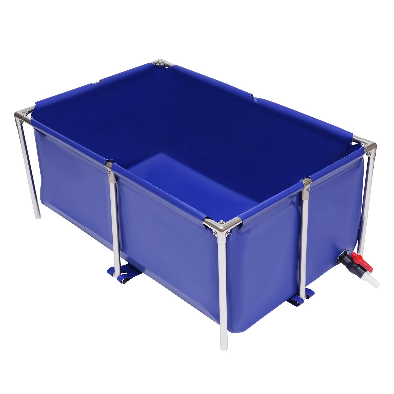 Small Canvas Blue Cuboid  Above Ground Pond Portable Koi Breeding Pond or Turtle Ornamental Pool
