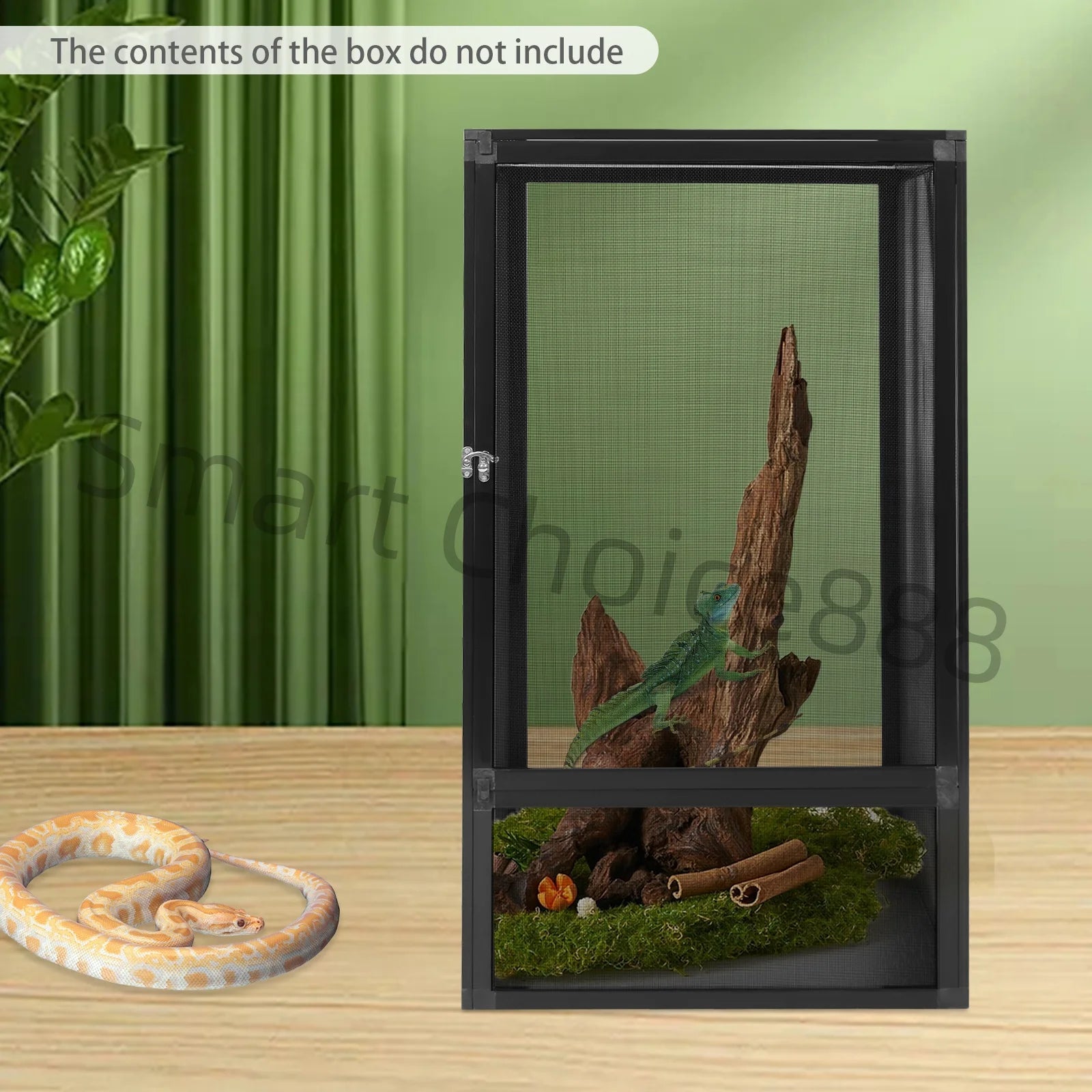 Glass Terrarium Reptile Screen Cage Enclosure, Pet Climbing Container for Snakes, Feeding Box for Crawling Pets