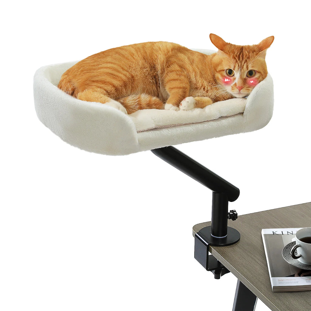 Cat Desk Bed, 360° Rotatable Stand for Indoor Cats, Adjustable
