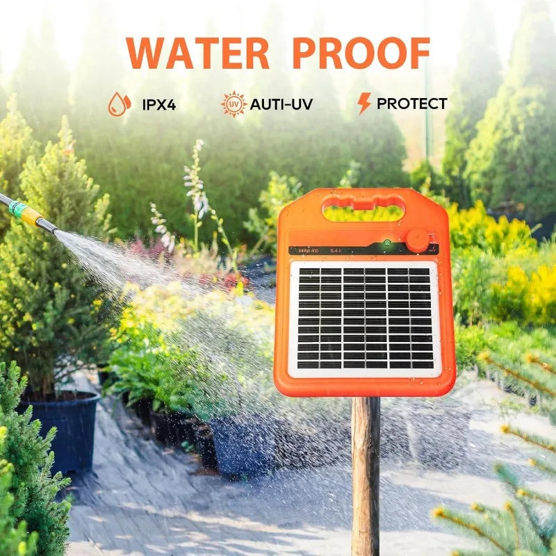 30 Miles Solar Electric Fence Charger, 0.4 Joule Solar for Livestock