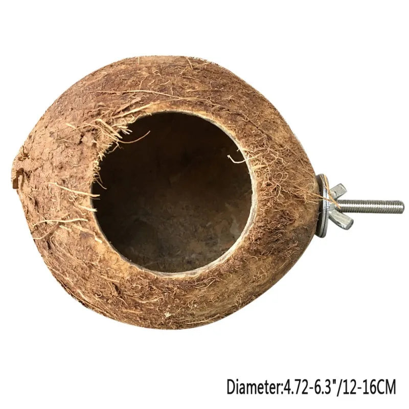 Natural Coconut Hideaway/Nest/Cage/Hanging Toy for Birds, Reptile or Hamsters