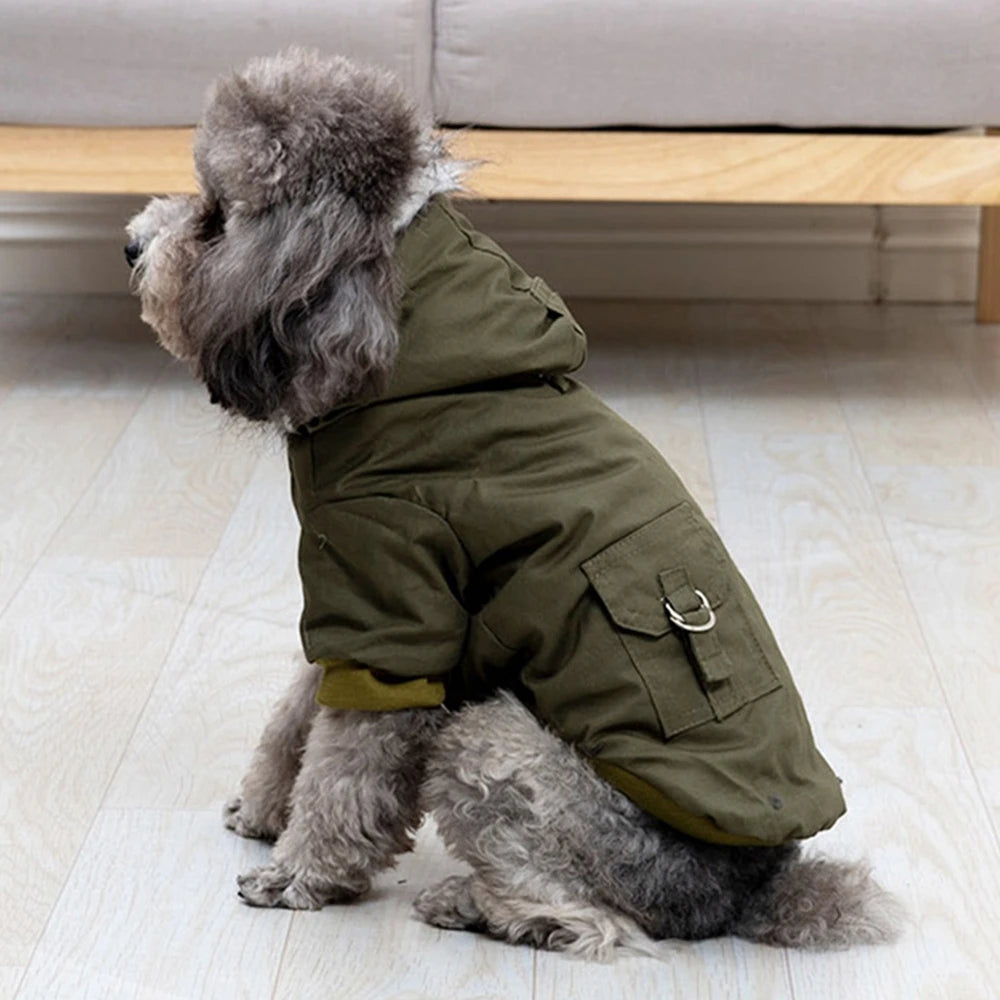 Winter Heavy Hiking Coat With Harness, Warm Dog Hoodie, Vest, Windproof, XS - XXL