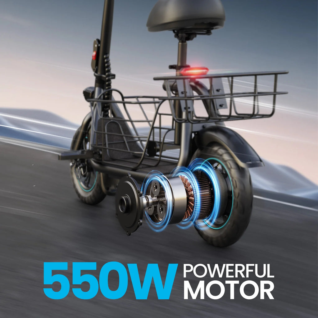 Electric Scooter with Basket for Pet, Foldable w/3 Riding Modes - 20 Miles 18.6 MPH
