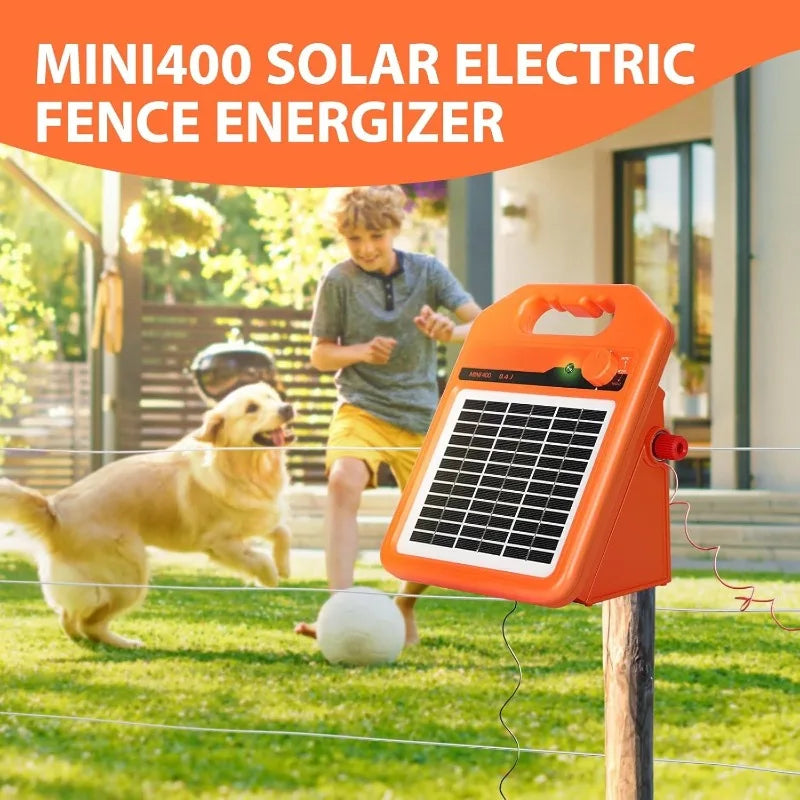 30 Miles Solar Electric Fence Charger, 0.4 Joule Solar for Livestock
