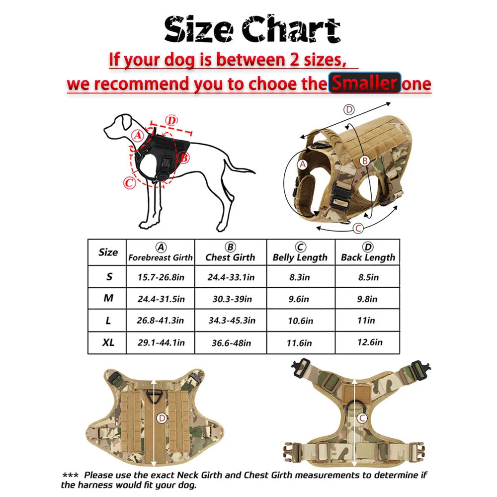 Military Dog Harness Leash/Collar Patches Set for Medium Large Dogs