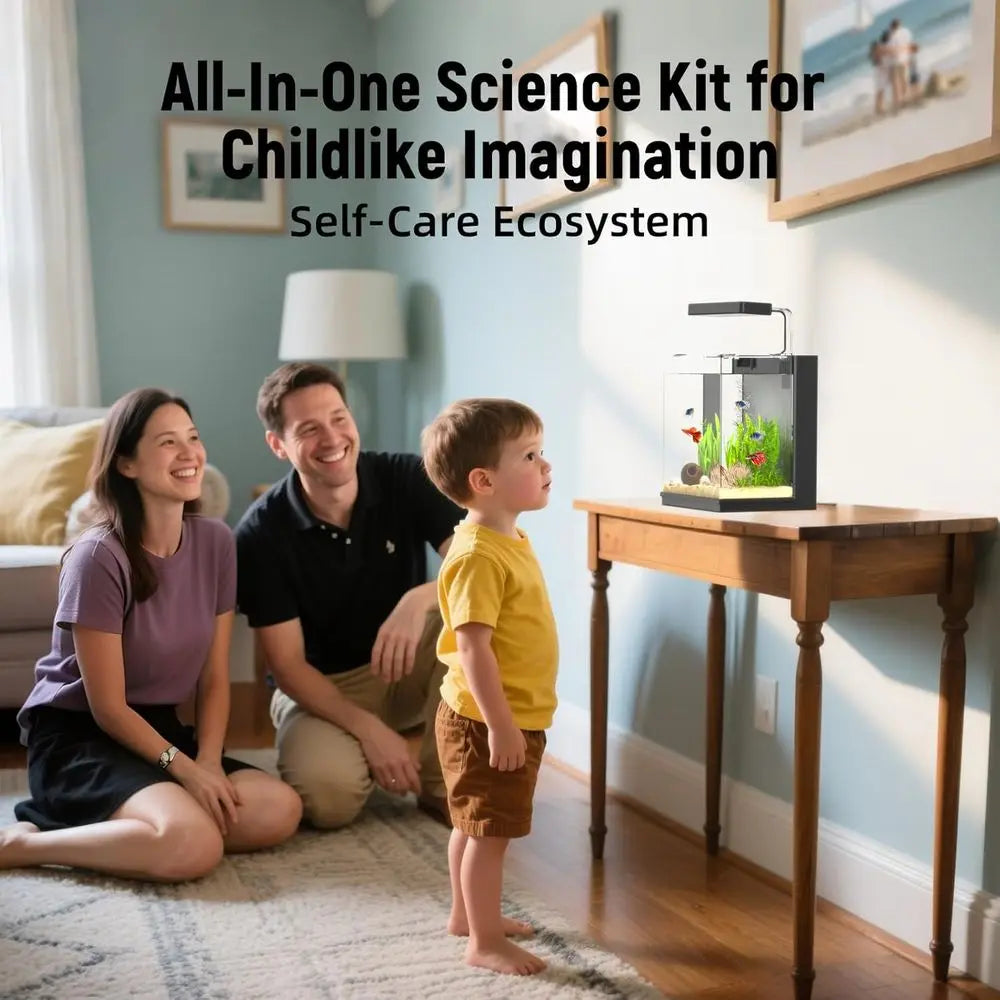 2 Gallon Betta Fish Aquariums with Filter & Light, Black