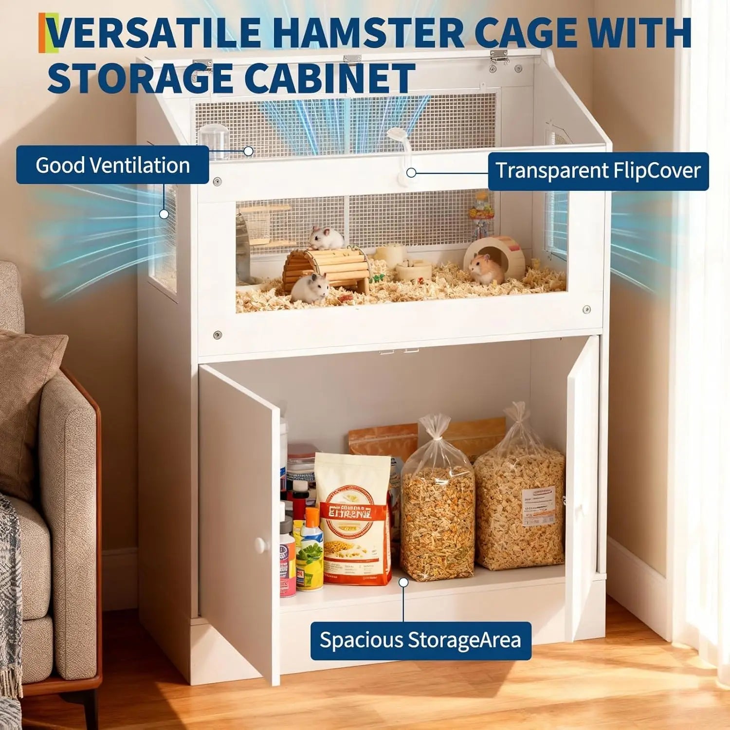 Hamster/Guinea Pig/Rat/Small Animal Cage with Storage Cabinet