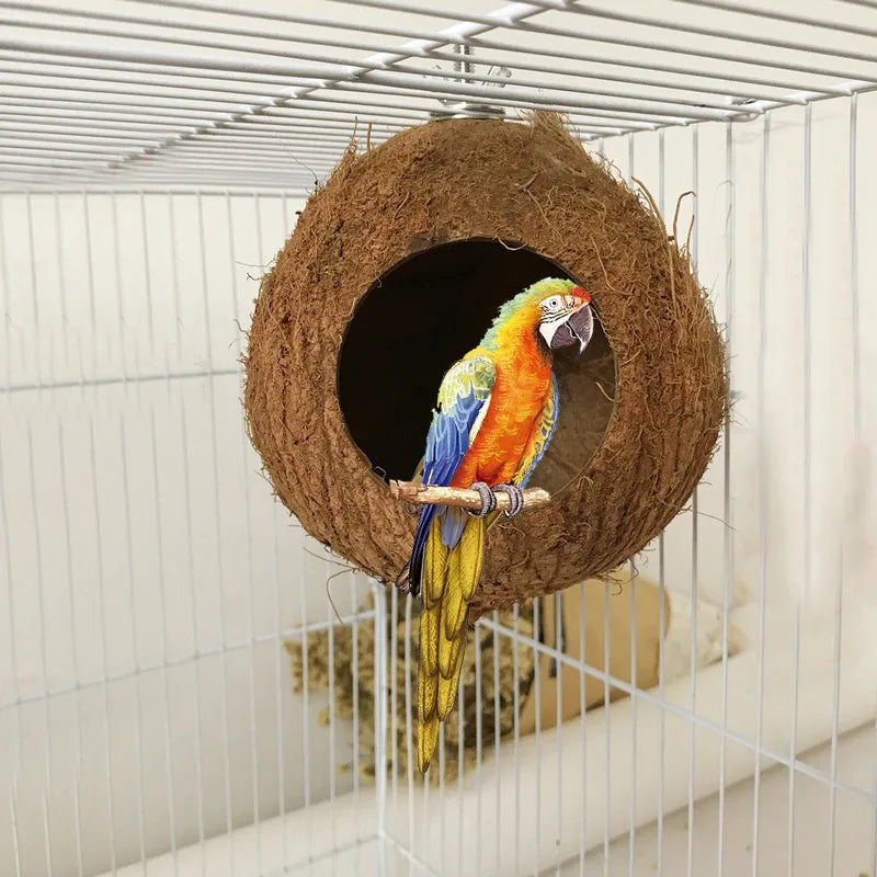 Natural Coconut Hideaway/Nest/Cage/Hanging Toy for Birds, Reptile or Hamsters