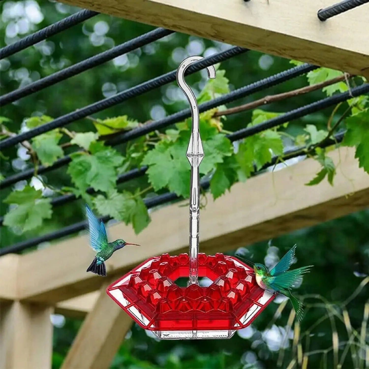 Outdoor Hanging Leak-Proof Hummingbird Feeders With 30 Feeding Ports and Built-in Moat