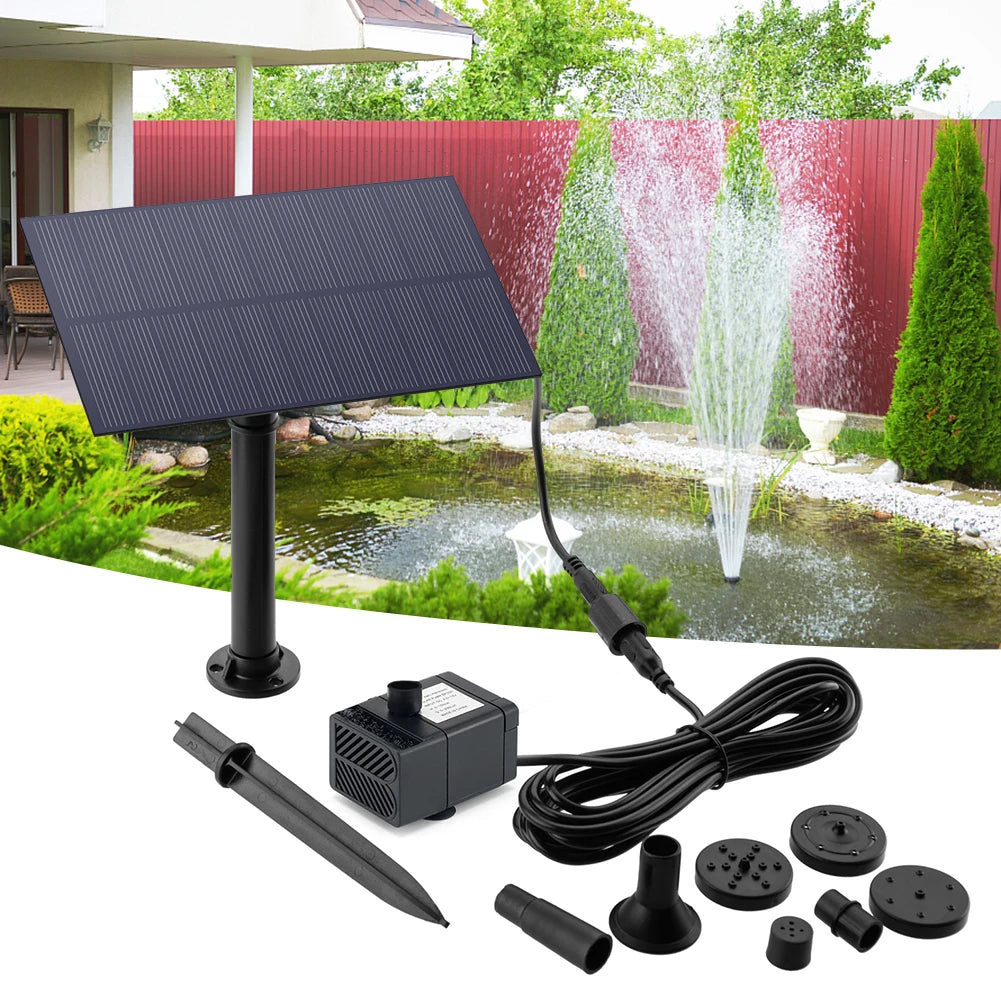 Solar Fountain Energy Saving 180L/h Panel Pump Kit and Garden Decoration Tank for Fish