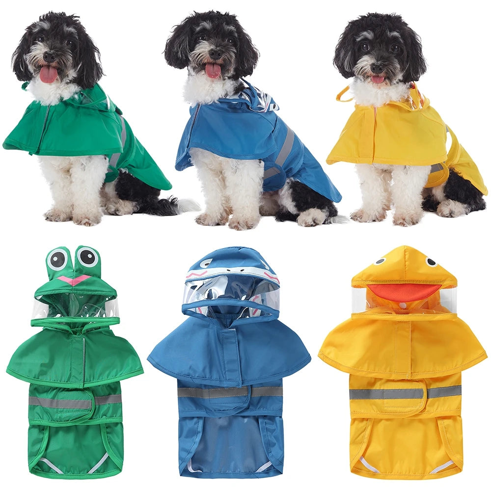 Fashionable Reflective Dog Raincoat, Cute, Hooded, Waterproof Jacket for Big Dogs