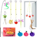Interactive Cat Toys Set with Wand, 8 Teaser Refills & 3 Hanging Toys