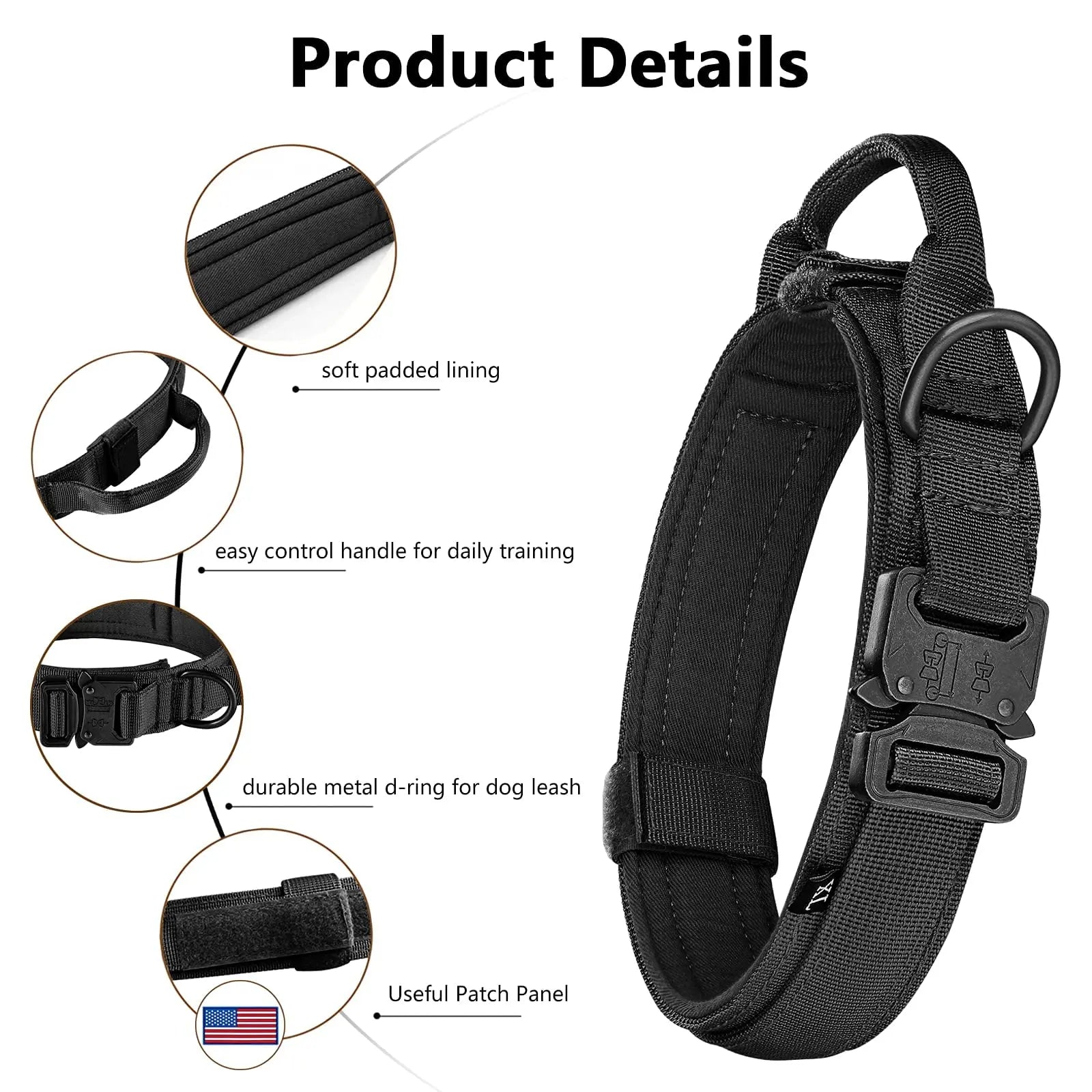 Tactical Vest Harness, Collar, Leash, Molle Pouches For Medium Large Dogs