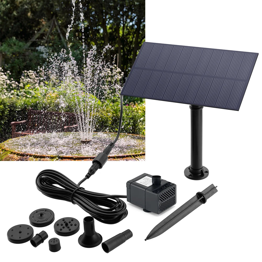 Solar Fountain Energy Saving 180L/h Panel Pump Kit and Garden Decoration Tank for Fish
