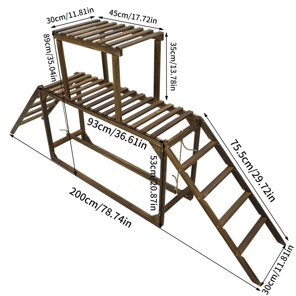 Solid Wood Chicken Perch and Climbing Ladder Activity with Roosting Bar