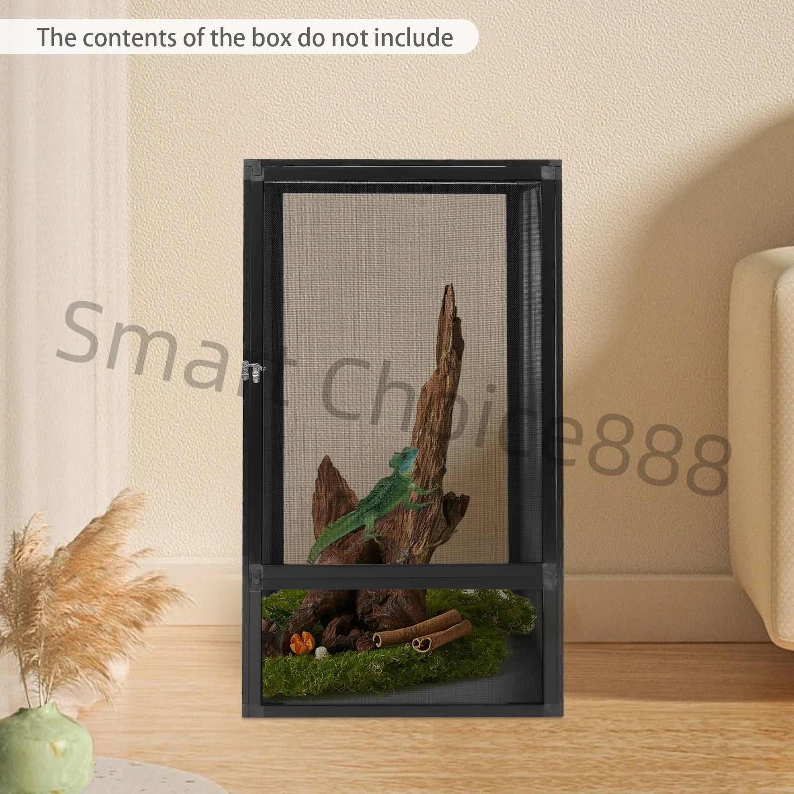 Glass Terrarium Reptile Screen Cage Enclosure, Pet Climbing Container for Snakes, Feeding Box for Crawling Pets
