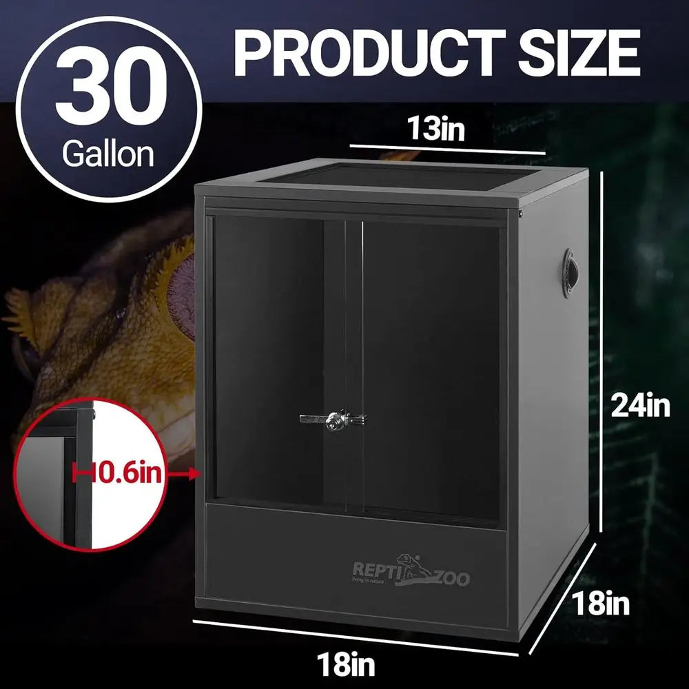 18x18x24 PVC Reptile Enclosure for Frogs, Lizards, Geckos, and Snakes, Sliding Door and Ventilated Top