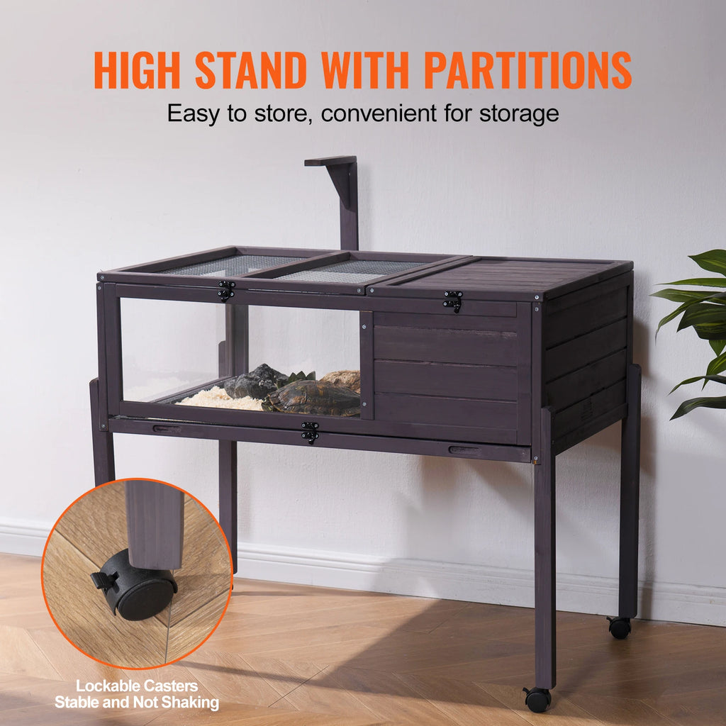 Rolling Tortoise/Reptile Habitat Enclosure with Light Stand