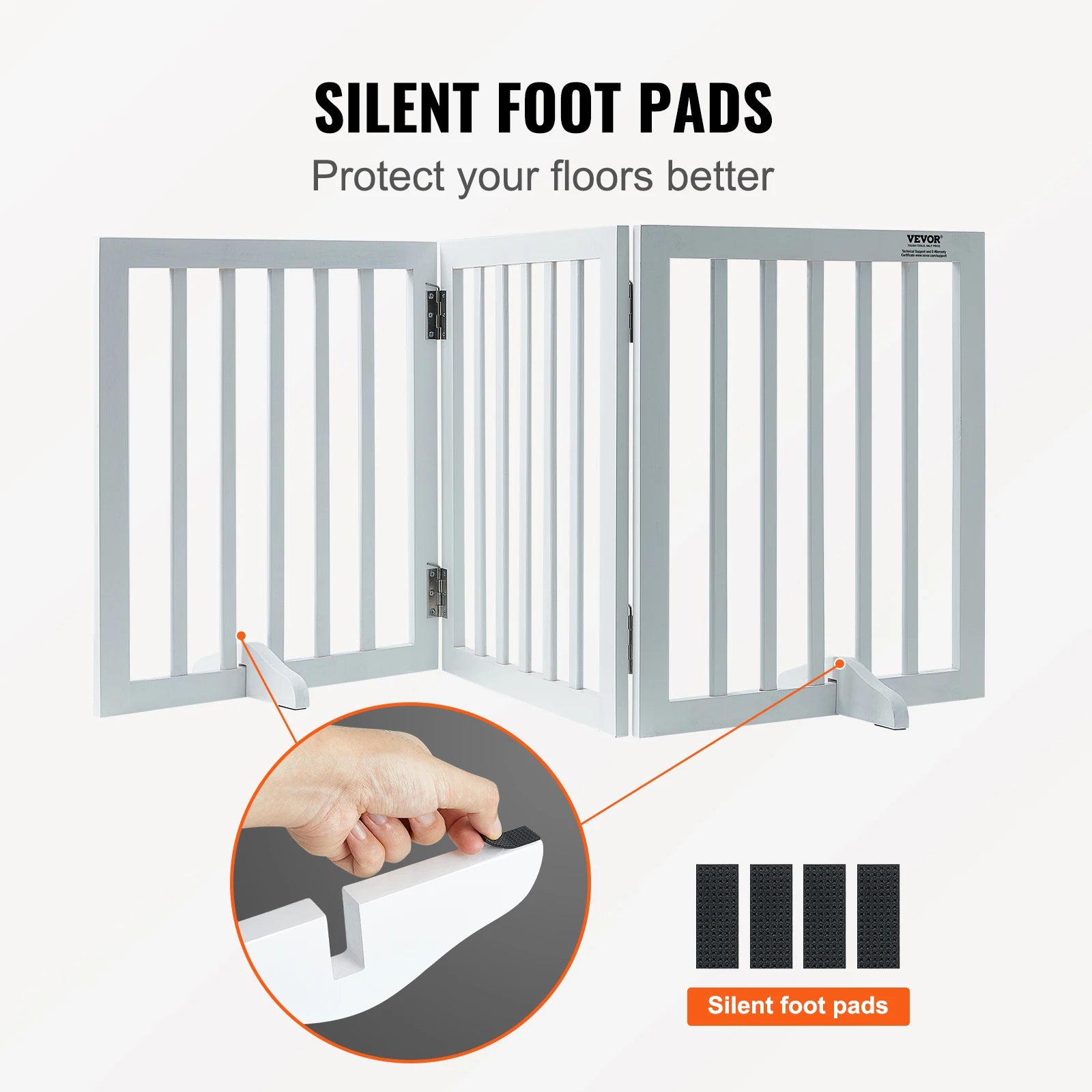 Freestanding Pet Gate, 3 Panels, Foldable Dog Gate for Narrow Passageways