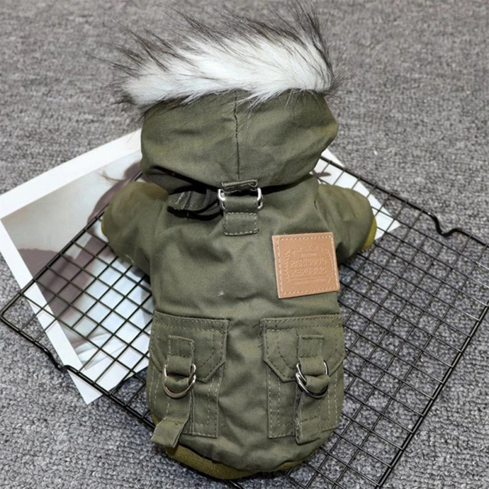 Winter Heavy Hiking Coat With Harness, Warm Dog Hoodie, Vest, Windproof, XS - XXL