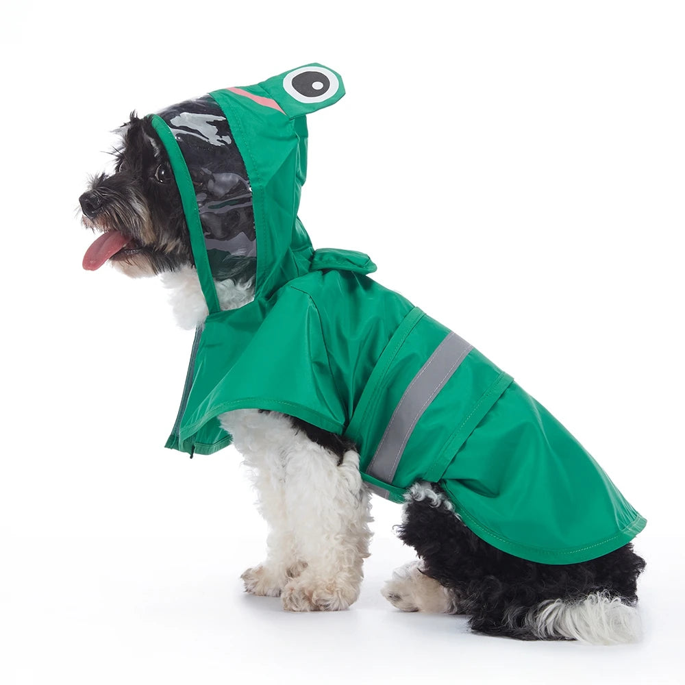 Fashionable Reflective Dog Raincoat, Cute, Hooded, Waterproof Jacket for Big Dogs