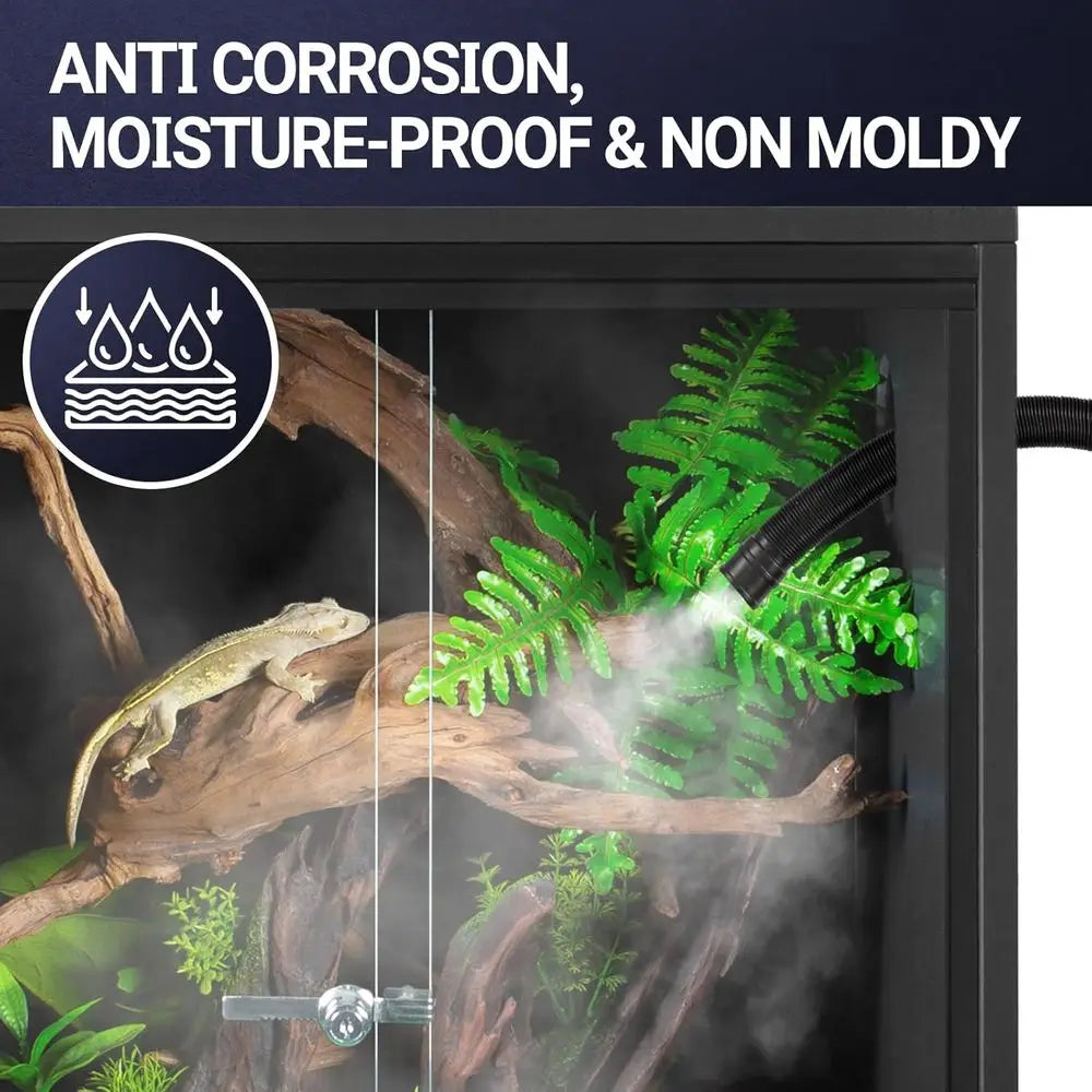 18x18x24 PVC Reptile Enclosure for Frogs, Lizards, Geckos, and Snakes, Sliding Door and Ventilated Top