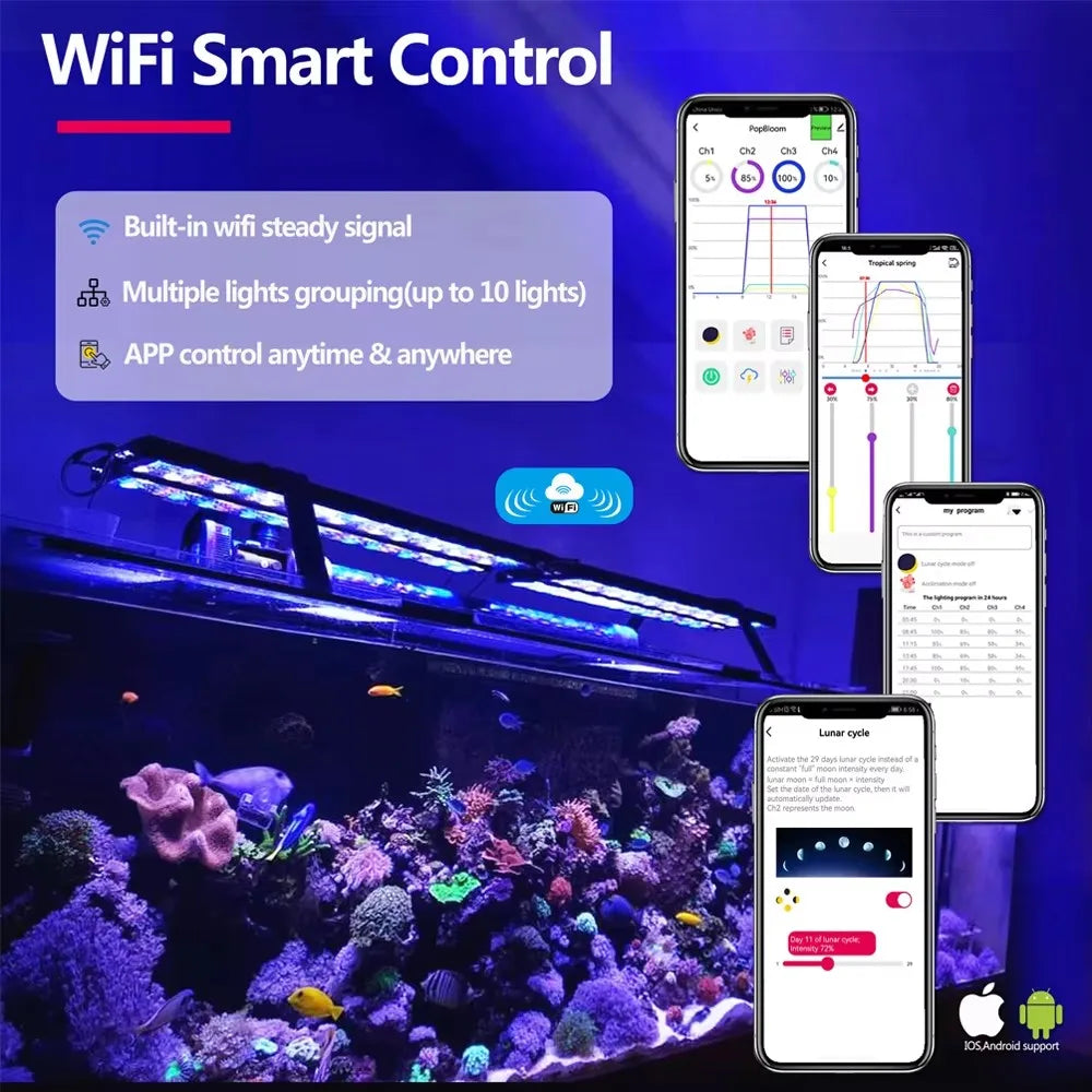 WiFi LED Full Spectrum Marine Aquarium Lamp For 60-240cm