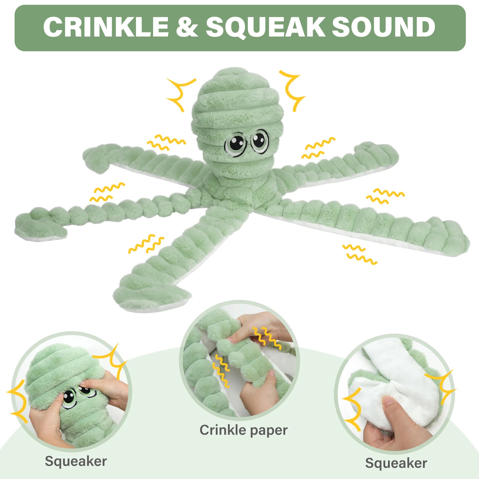 Octopus Design Pet Grinding Teeth Squeaky Plush Toy, Interactive Chewing Toy For Dog
