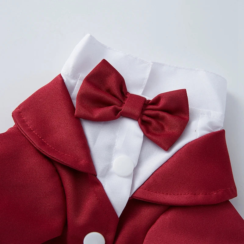 Tuxedo Formal Pet Wedding Party Suit for Small Medium Dogs, Bow Tie Shirt, Gentleman Costume