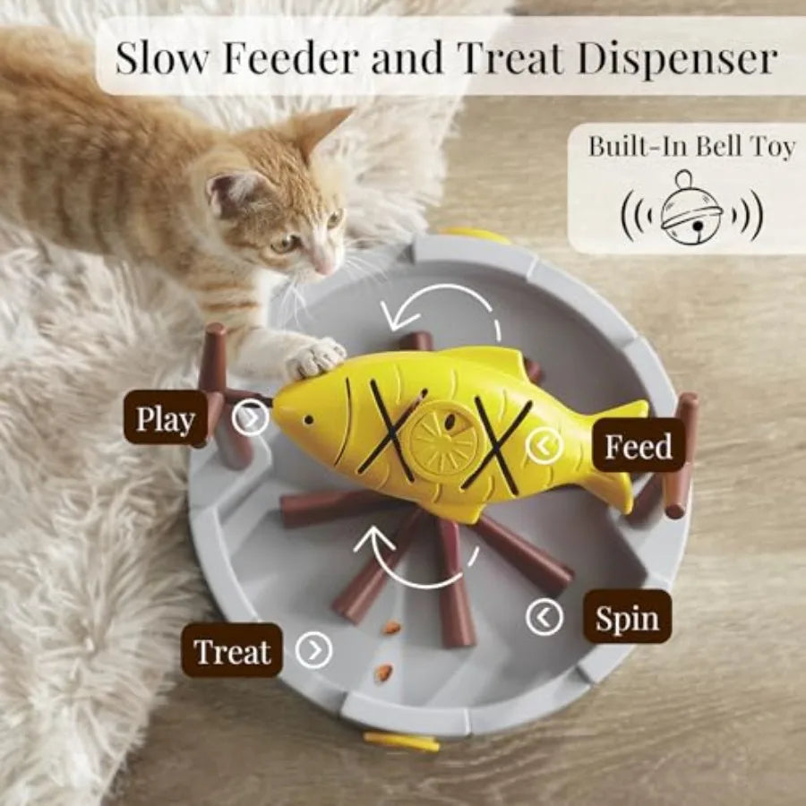 Cat Slow Feeder Treat Dispenser - Interactive Puzzle Toy for Small Pets
