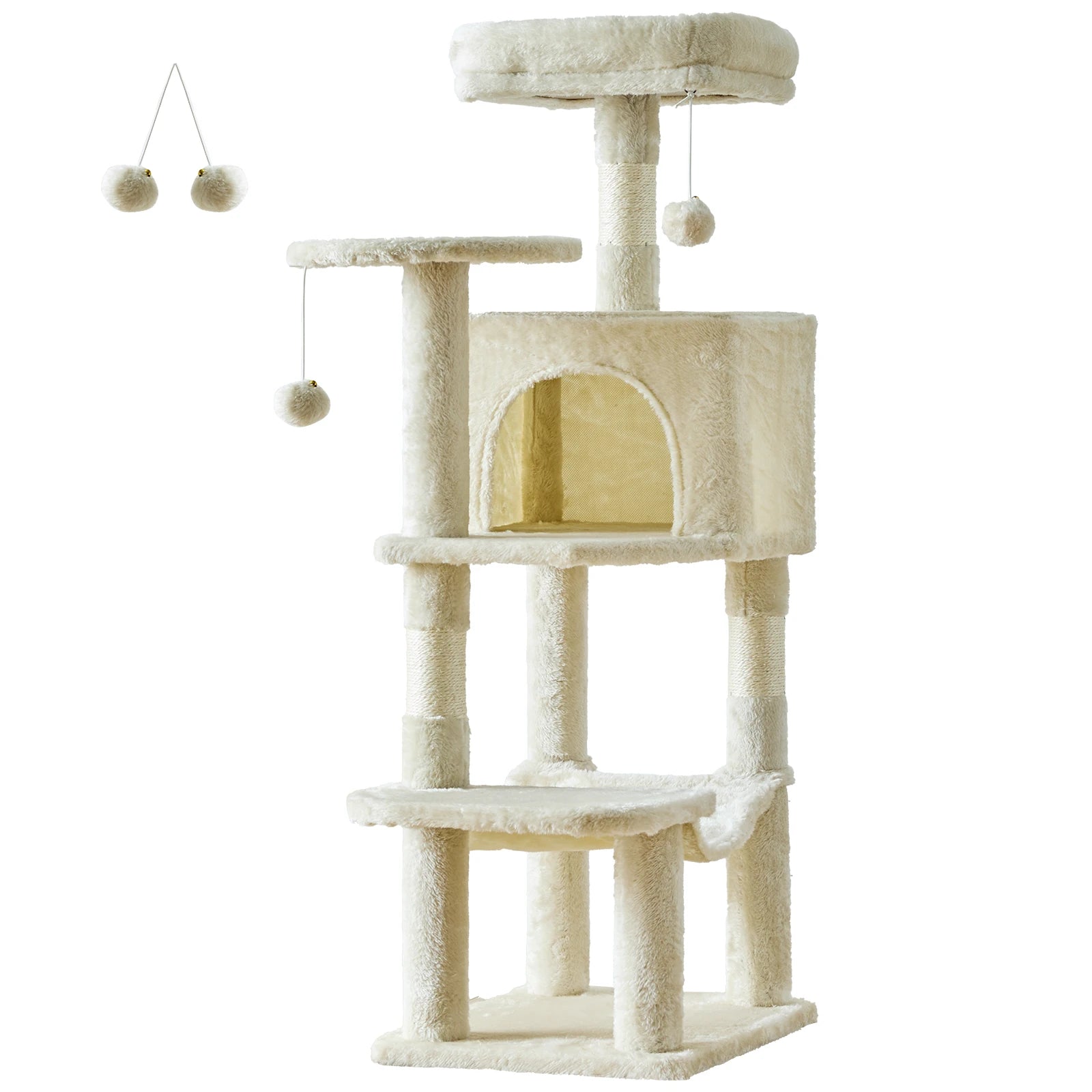 44 In. Tall Multi-Cat Climbing Tower Furniture, Scratching Posts, Stable