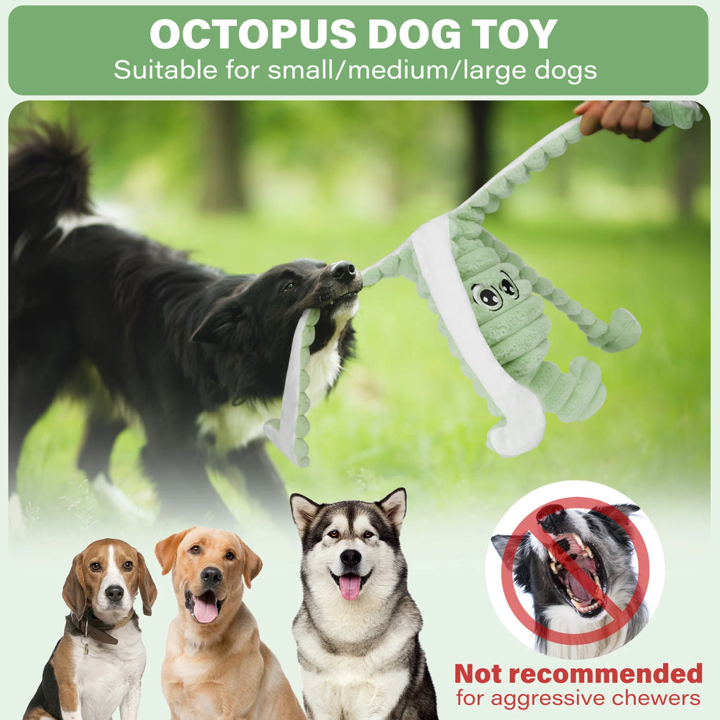 Octopus Design Pet Grinding Teeth Squeaky Plush Toy, Interactive Chewing Toy For Dog