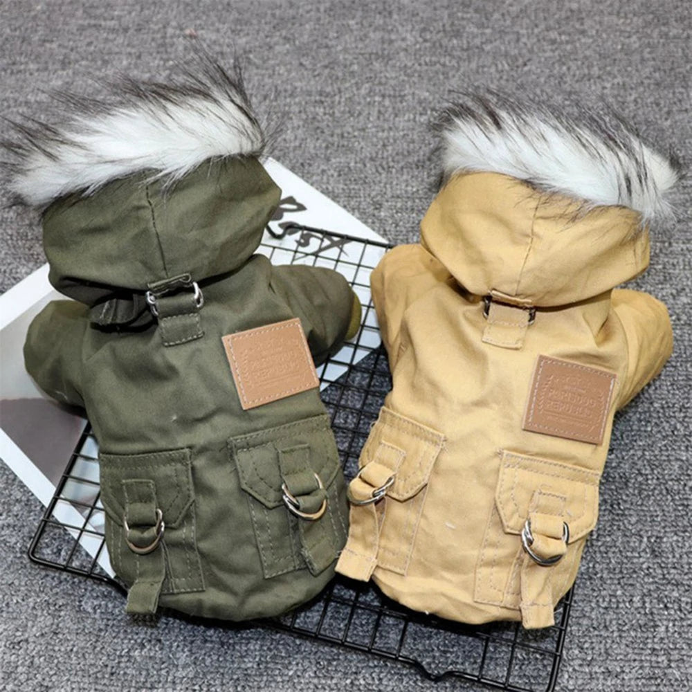 Winter Heavy Hiking Coat With Harness, Warm Dog Hoodie, Vest, Windproof, XS - XXL